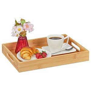 Relaxdays dienblad bamboe - ontbijttafel - serveertray - theeblad - serveerplateau