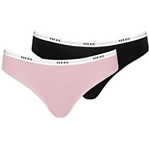 Nur Die Soft Slip 2-pack van katoen meerkleurig sportieve onderbroeken dames, zwart/roze.