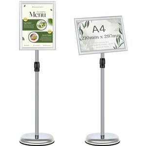Mutualsign A4 Poster Stand Display Sign Houder Snap Frame Sign Stand Reclame Sign Houder voor Bruiloft/Show/Display/Reclame/Verkoop (Zilver)