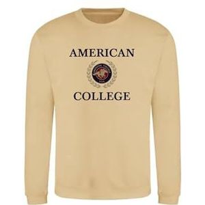 AMERICAN COLLEGE USA Sweatshirt met print, warme kleding, uniseks, kinderen, jongens en meisjes, casual, model ACSCRW7, beige, 14 jaar, Beige, 14 ans