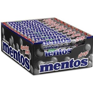 Mentos Drop chewy Dragees, drop en mint â€“ grootverpakking met 40 rollen (38g/14 stuks per rol), pittige en aroma smaak (40x38 g)