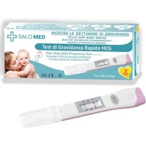 SALO MED - 2 snelle zwangerschapstest met indicator van de week geeft direct aan hoeveel weken je zwanger bent, hCG-urinetest met een snel resultaat en een nauwkeurigheid van 99% (2 tests)