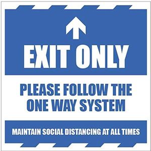 Exit Only Please Volg The One Way System and Keep Social Distancing at All Times, Bodemafbeelding, 300 x 300 mm