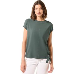 CECIL - Shirt - Blauw - Katoenmix - Knoopdetail en Siersteentjes