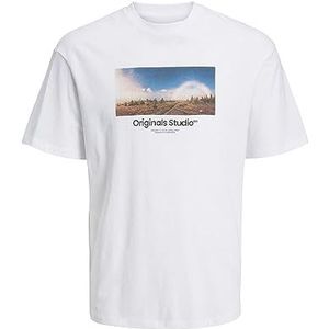 JACK & JONES Heren T-shirt Fotodruk Ronde Hals T-Shirt, wit (bright white), XL