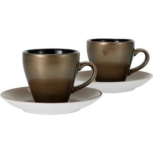 CreaTable, 25849, serie GOLDEN DAYS zwart bistrokopjes, espresso set 4-delig