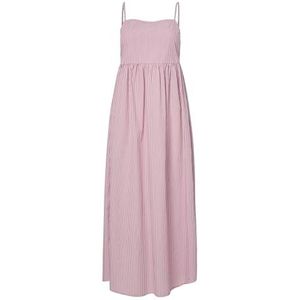 Pieces - Feline - Vrijetijdsjurk - Katoenmix - A-lijn, Midi, Gestreept, Verstelbare Spaghettibandjes