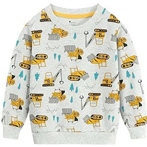 CM-Kid Sweatshirts, ronde hals, pullover sweater voor jongens, B-voertuig techniek - wit, 7-8 jaar