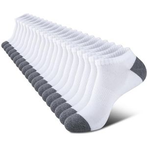 COOVAN 10 paar heren kussen enkelsokken mannen 10 Pack laag uitgesneden comfort ademende casual sokken, 10 Pack-wit, Small-Medium