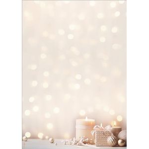 SIGEL DP634 kerstmotiefpapier - kaarsen - beige/chamois/crème/goud - 90 g/m² - A4-100 vellen