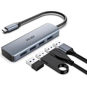 YLSCI USB C-hub met 4 USB 3.1-poorten, 4-poorts USB-data-hub, 10 Gbit/s gegevensoverdracht voor MacBook Pro, MacBook Air, Surface Pro en andere laptops