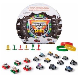 Monster Jam Mini-adventskalender voor Kerstmis, 24 dagen mini-monstertrucks en accessoires, schaal 1:87, kinderspeelgoed voor jongens en meisjes vanaf 3 jaar