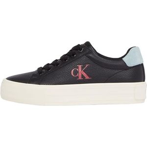 CK JEANS Vrouwen Bold Vulc FLATF Low LTH ML YW0YW01669 Sneakers, zwart (zwart/blauw Surf/Creamy White), 5 UK, Zwart Zwart Blauw Surf Romig Wit, 38 EU