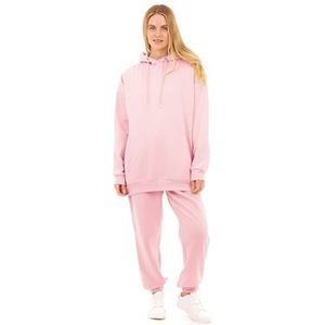 M17 Dames dames gerecycled casual zachte behaaglijke fleece - hoodie - joggingbroek - sweatshirt - aparte warme loungewear, roze, L