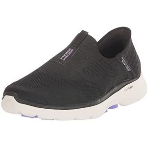 Skechers Dames Go Walk 6 Slip-ins-Fabulous View Sneaker, Zwarte Lavendel, 3.5 UK Wide