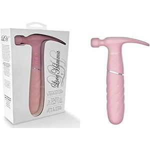 Rounded LOVE HAMMA Vibrator, Thruster, Ribbed, Unisex, Anal, Vaginal, Clit, Rabbit Ear Vibe - Pink