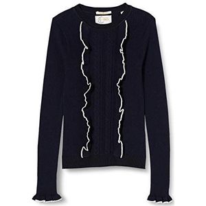 Scotch & Soda Fitted trui met ruffle and contrast tipping pullover voor meisjes en meisjes, Night 0002, 12