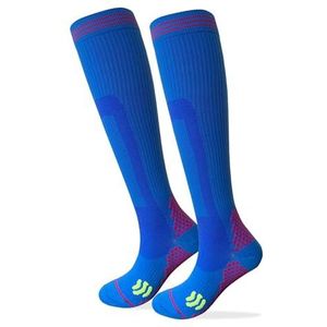 Kreori Compressiekousen voor dames en heren, trombose kousen, compressiesokken voor sport, vlucht, hardlopen, reizen, wielrennen, zwangerschap, verpleegster, 15-20 mmHg, Blauw-1 paar, Lareg/X-Large