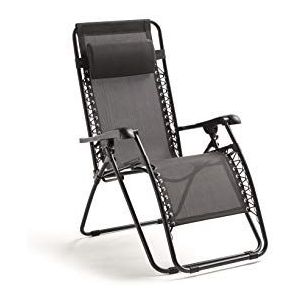 KG KITGARDEN, Grijs KitGarden-inklapbare ligstoel voor tuin/camping, zwaartekrachtsysteem 0, 90 x 65 x 114 cm, Osaka, metaal textiel, 90 x 65 x 114 cm