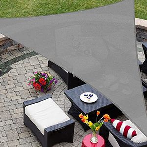 ASTEROUTDOOR Zonneschermzeil, driehoekig, 10 x 10 x 10 cm, UV-blokkerende luifel voor terras, achtertuin, gazon, tuin, buitenactiviteiten, grijs