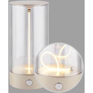 BRILONER - Draadloze LED-tafellamp met 4-staps touchbediening, filament, warm wit licht, USB-C opladen, nachtlamp, leeslamp, LED-lamp, tafellamp, accu, 7x14,5 cm, beige