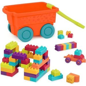 Battat BT2539C1Z Locbloc bouwstenen wagen – bolderkar met bouwblokken voor kinderen (54 delen) speelgoed vanaf 18 maanden,diverse