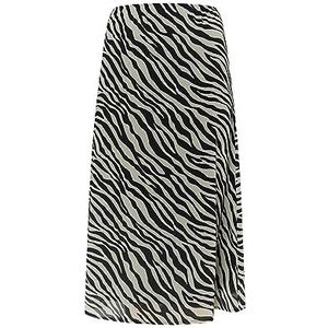 paino Damesrok met zebra-print jurk, wit, zwart, L