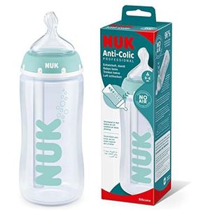 NUK First Choice Anti-koliekfles (0-6 maanden), temperatuurregeling, 300 ml, BPA-vrij, siliconen zuiger, blauw