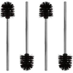 ASelected Toiletborstel, 4 stuks, met roestvrijstalen handgreep, wc-borstel met 8,5 cm diameter, toiletborstel voor badkamer