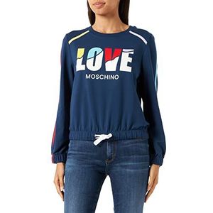 Love Moschino Vrouwen Long-Sleeved Regular Fit Sweatshirt, Blauw, 44, blauw, 44