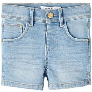 NAME IT Nmfsalli Dnmthris Tb Shorts voor meisjes, blauw (light blue denim), 98 cm