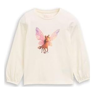 TOM TAILOR 1047431 T-shirt met lange mouwen, 12906 - wolwit, 92-98 meisjes, 12906 - wolwit., 92/98 cm