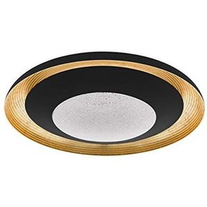 EGLO Canicosa 2 Led-plafondlamp, 2 lichtpunten, plafondlamp van slagmetaal, kunststof in zwart, goud, met afstandsbediening, kleurtemperatuurveranderi