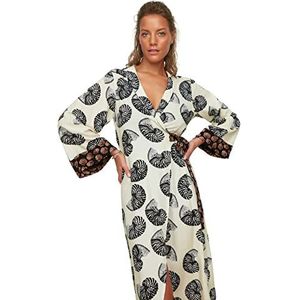 Trendyol Groot blad kimono en kaftan met motief dames, Veelkleurig, S/M