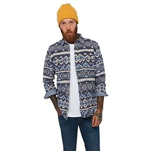 Joe Browns Aztec Overshirt met print voor heren, Blauw, XXL