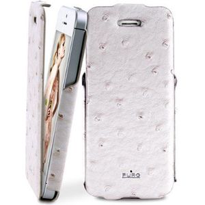 Puro wit Flap Case Ostrich, voor Apple iPhone 5 wit