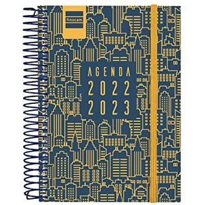 Finocam - Kalender 2022 2023 secundaire 1 dag, september 2022 - juni 2023 (lectieve cursus) + juli en augustus overzicht City blauw Spaans