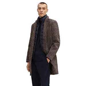 TOM TAILOR Uomini 2-in-1 wollen jas 1032505, 30506 - Blue Brown Boucle Wool Check, XL
