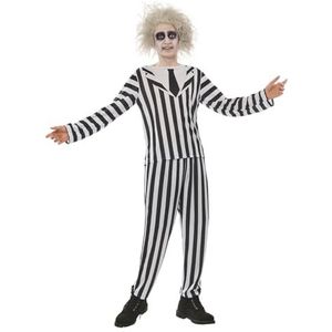 Rubies Beetlejuice OPP-kostuum voor volwassenen, bedrukte jas en broek, officieel Beetlejuice-gelicentieerd product voor Halloween, cosplay, feestjes en carnaval