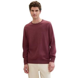 TOM TAILOR Basic gebreide trui voor heren van katoen, 32620 - Tawny Port Red Melange, XXL