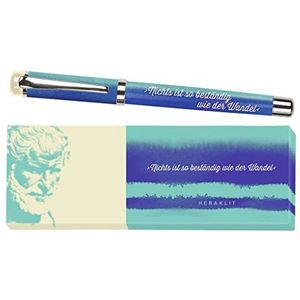 moses. Libri_x balpen Heraklit, inkt pen van metaal met blauwe vulling, bedrukt met citaat van Heraklit von Ephesos, in een mooie doos
