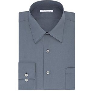 Van Heusen Men's FIT Dress Shirt Poplin Solid (Big and Tall), Grey, 20"" Neck 34""-35"" Sleeve