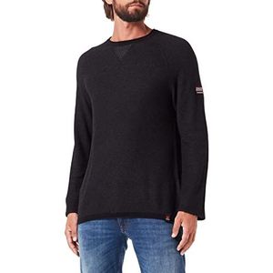 Timezone Spiral Knit Crewneck Pullover voor heren, Caviar Black, L