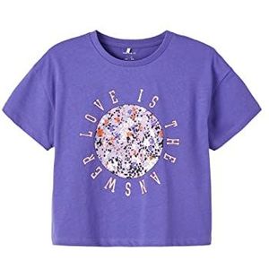 NAME IT Girl's NKFBOLETTE SS Loose Short TOP Shirt met korte mouwen, paars korallites, 116, Purple Corallites, 116 cm