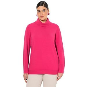 Ulla Popken Grote maten grote maten plus size coltrui met brede geribbelde manchetten, lange mouwen, rood/roze., 42/44 NL
