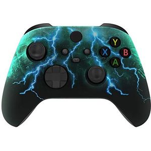eXtremeRate Cover Faceplate voor Xbox Series X S Controller,Vervanging Case Shell voor Xbox Series X S Controller Model 1914(Zonder Controller)-Groen Storm Donder