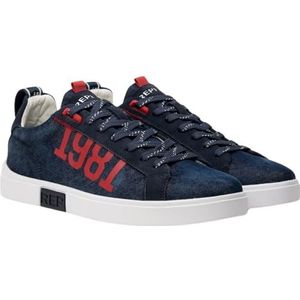 Replay Heren POLYS Denim 81 Sneaker, 290 Navy Red, 43 EU, 290 Navy Red, 43 EU