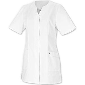 BP 1639-485-21-42n Dames-kaszak, 1/2 mouw, V-hals met verborgen drukknoopband, 215,00 g/m² stofmix, wit, 42n