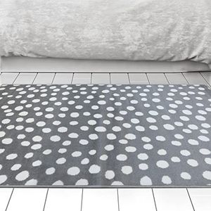 Mersh Spots Design grijs tapijt, laagpolig binnen, multifunctionele vloerkleden voor gang, keuken, beddengoed, 80x140cm (2ft 7"" x 4ft 6""), moderne stijl tapijten