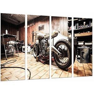 MULTI houten afdrukken Art Print Box ingelijste foto muur opknoping - motorfiets vintage, motorfiets harley Davidson, (totale grootte: 52"" x 24.4""), - ingelijst en klaar om op te hangen - ref. 26653